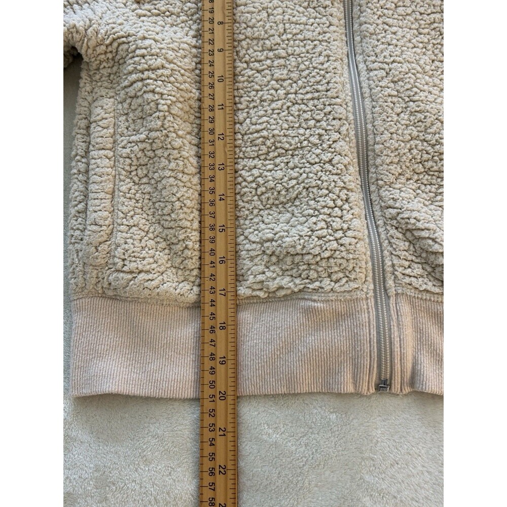 Offline Aerie Womens Sweater Small Hoodie Zip Up Sherpa Cozy Cream Teddy Chunky - Picture 6 of 14
